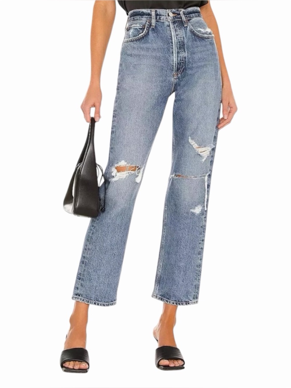 AGOLDE 90's Mid Rise Loose Distressed Blue “Streamline” Jeans Size 27